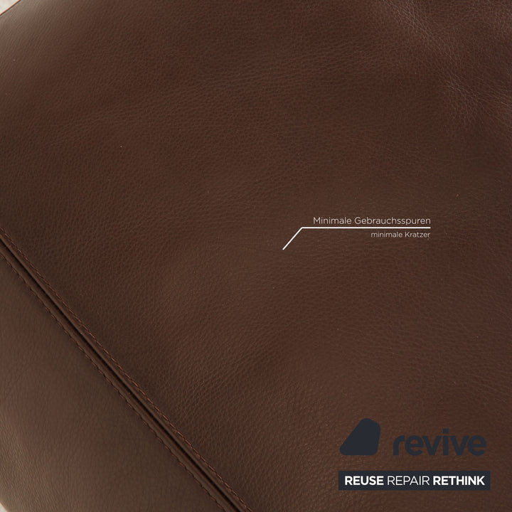 Natuzzi Leather Stool Dark Brown