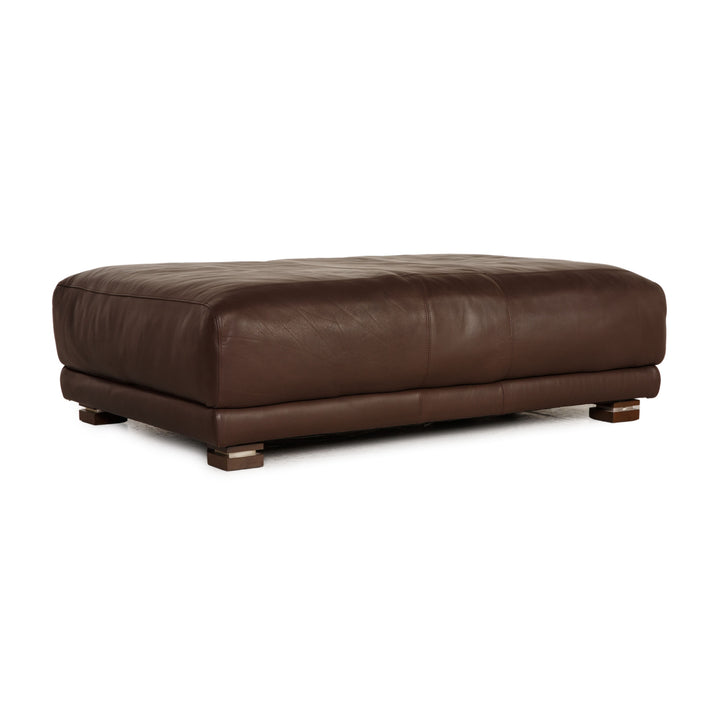Natuzzi Leather Stool Dark Brown