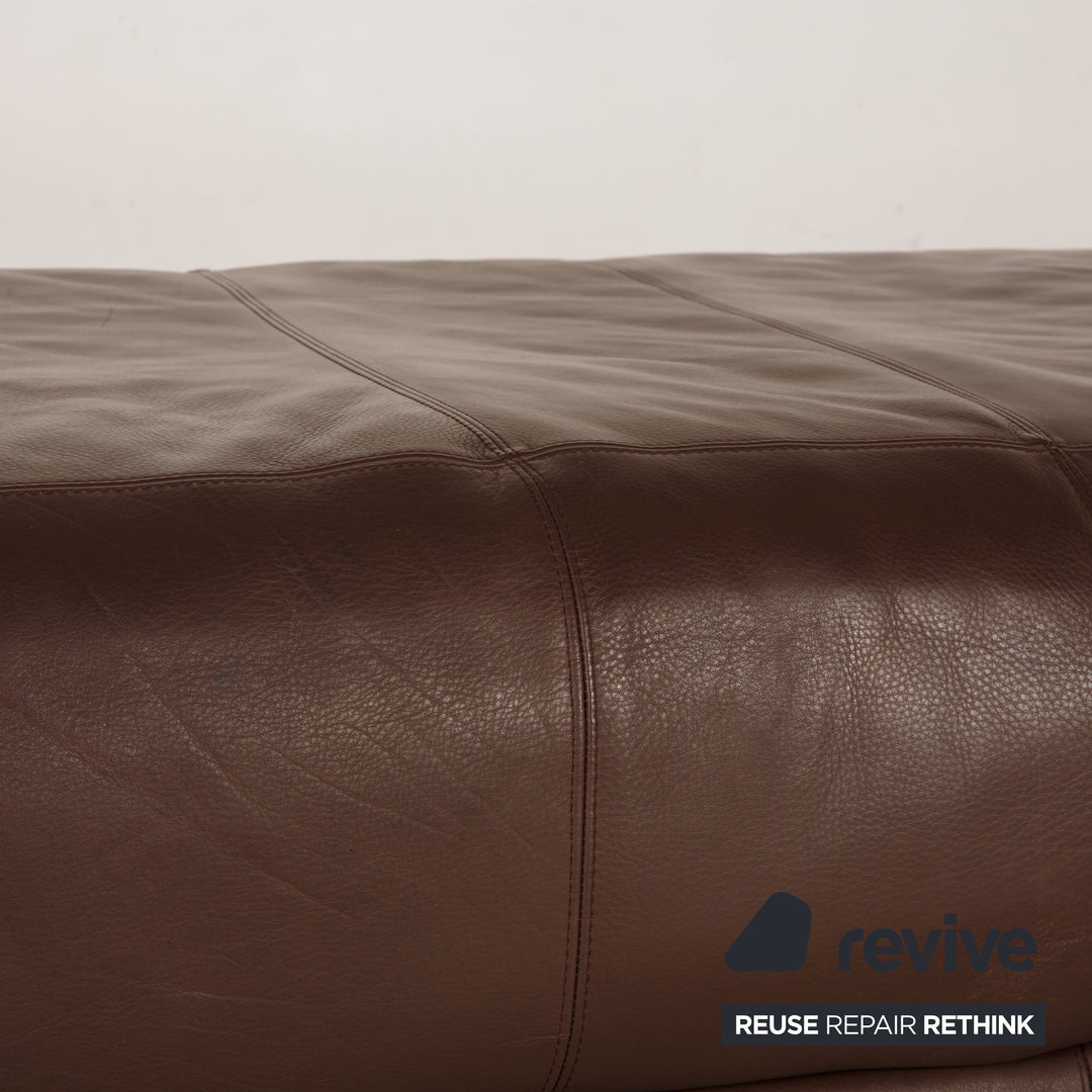 Natuzzi Leather Stool Dark Brown