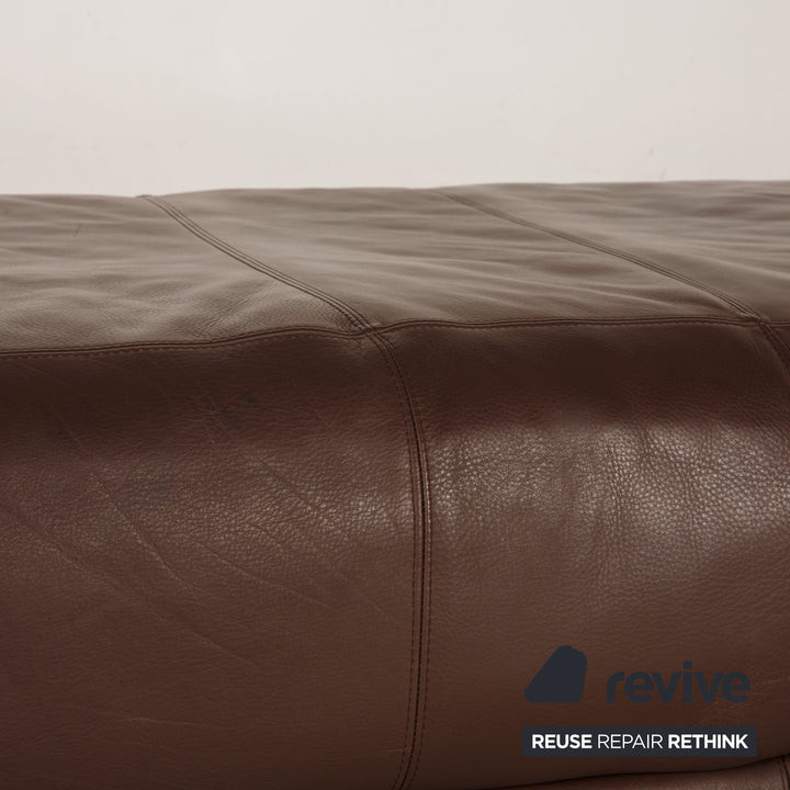 Natuzzi Leather Stool Dark Brown