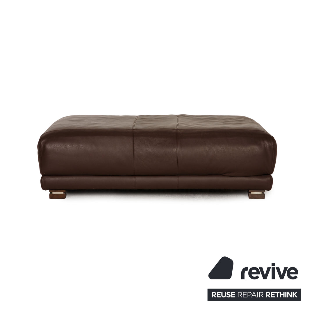 Natuzzi Leather Stool Dark Brown