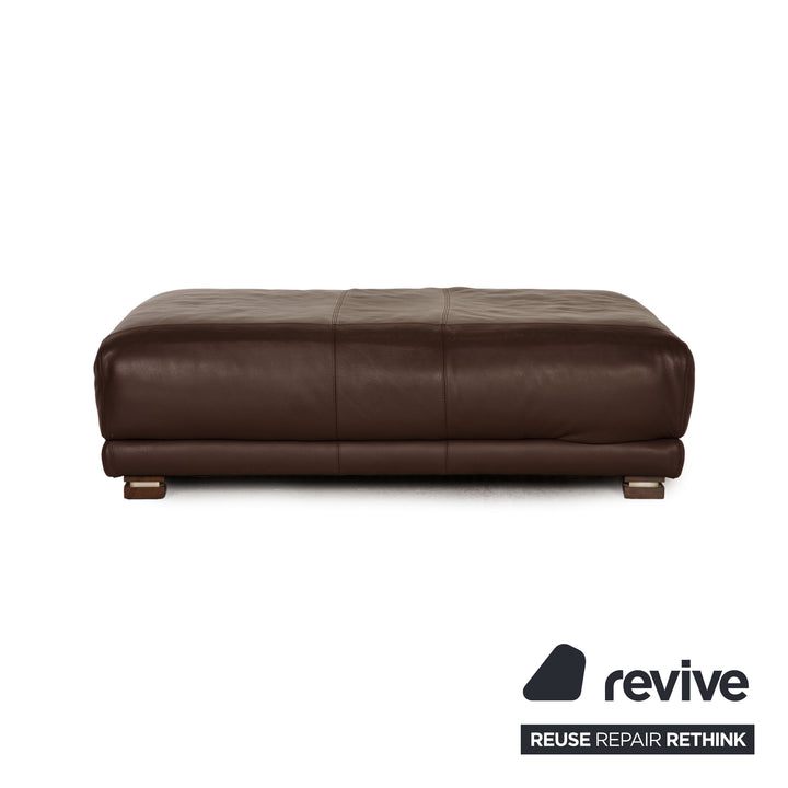 Natuzzi Leather Stool Dark Brown