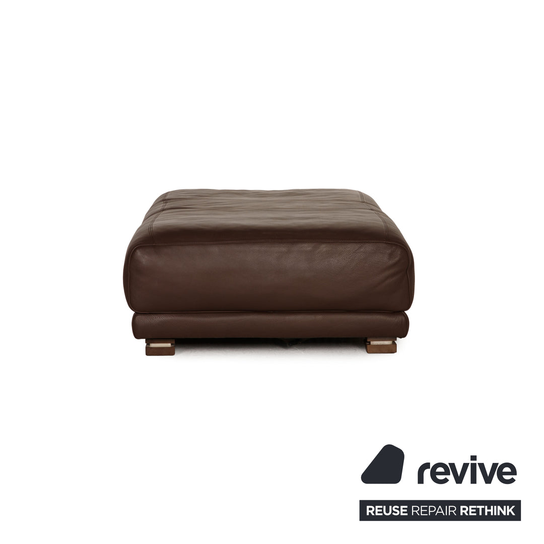 Natuzzi Leather Stool Dark Brown