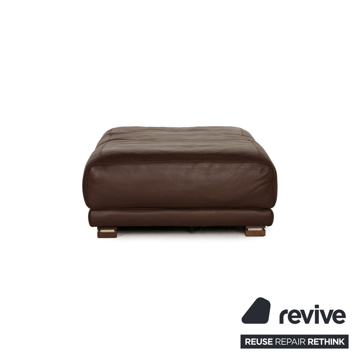Natuzzi Leather Stool Dark Brown