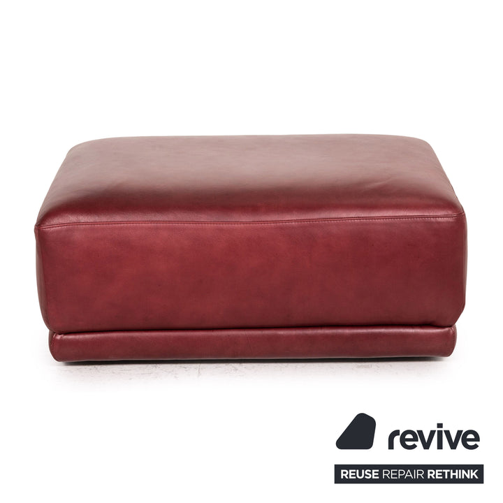 Natuzzi Leather Stool Red Ottoman