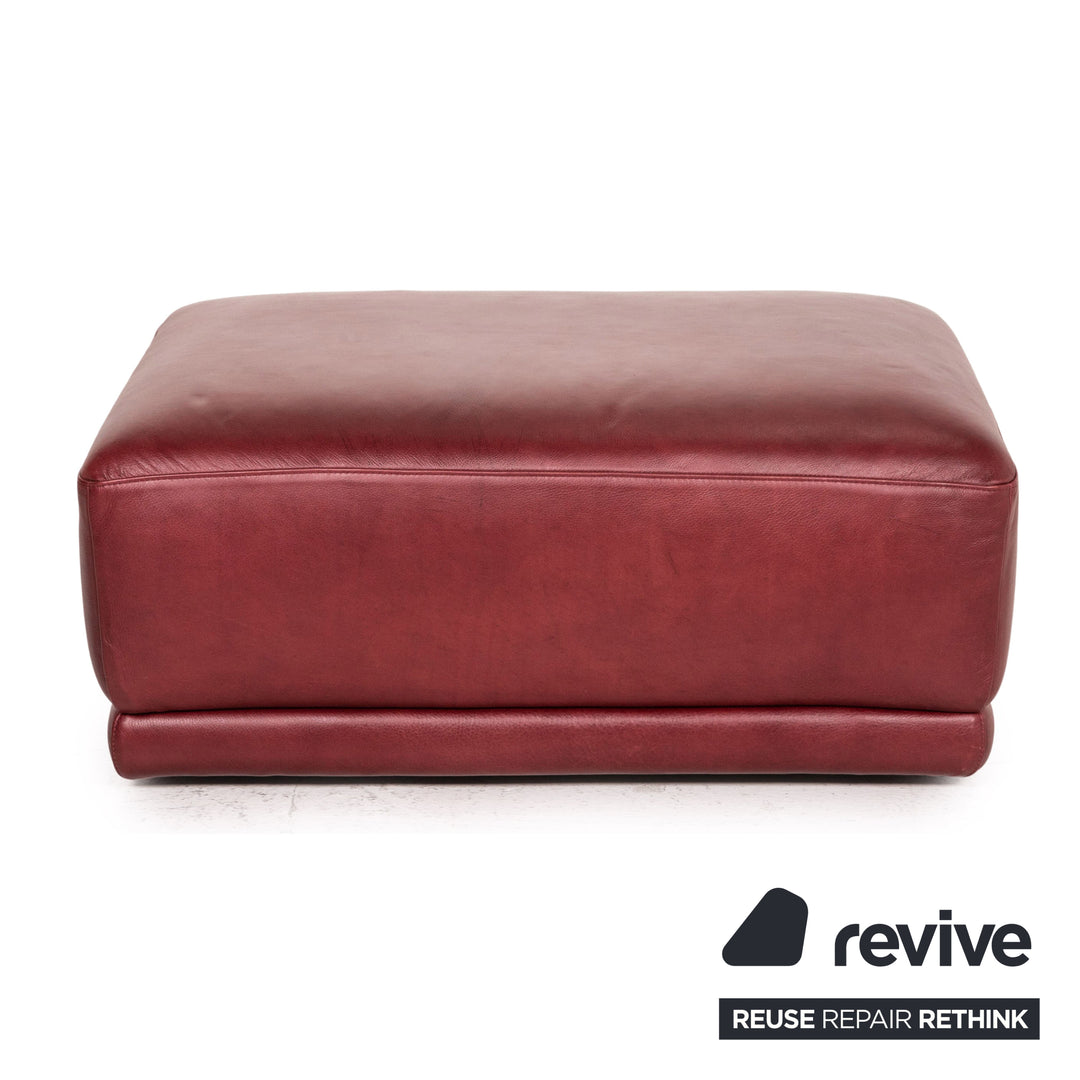 Natuzzi Leather Stool Red Ottoman