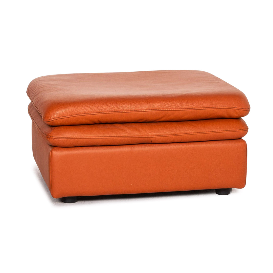 Natuzzi Leather Stool Terracotta Orange Ottoman #14624