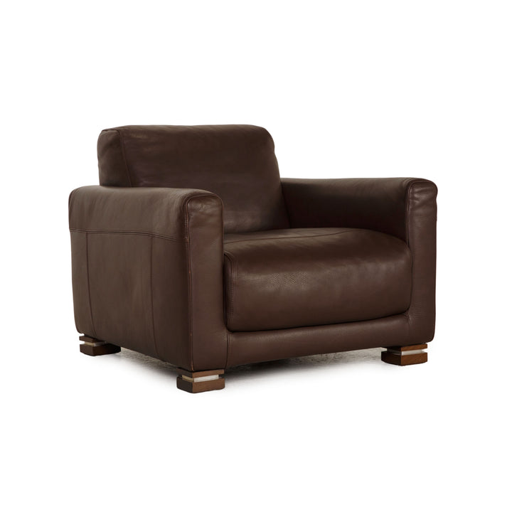 Natuzzi Leder Sessel Dunkelbraun