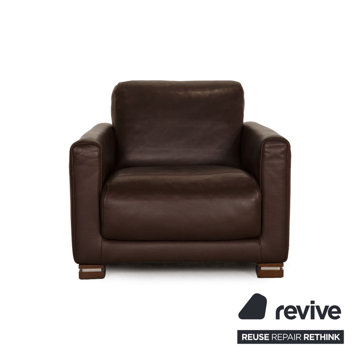 Natuzzi Leder Sessel Dunkelbraun