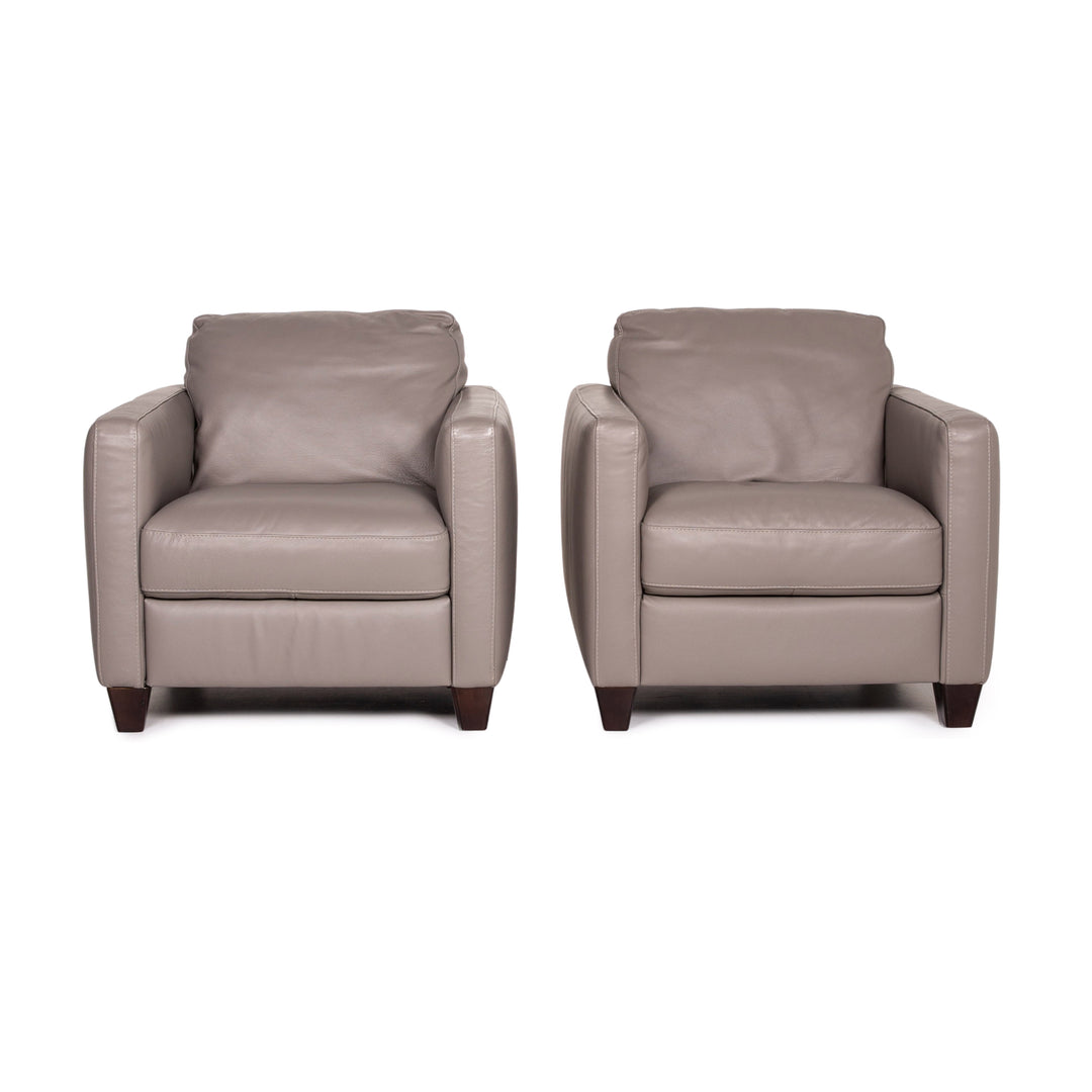 Natuzzi leather armchair set gray 2x armchair #15183