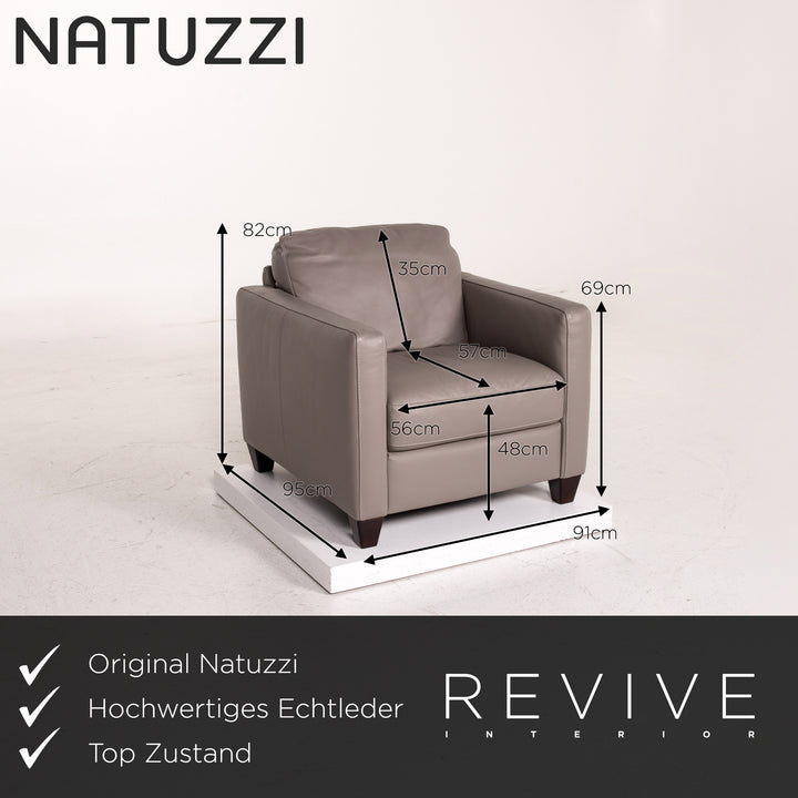 Natuzzi leather armchair set gray 2x armchair #15183