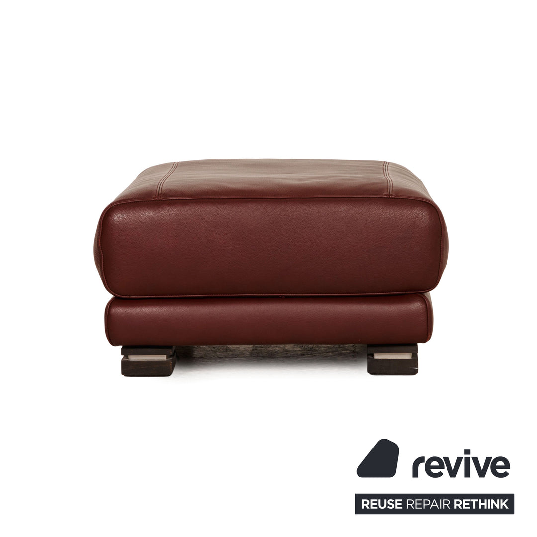Natuzzi Leather Armchair Set Red Stool #10868