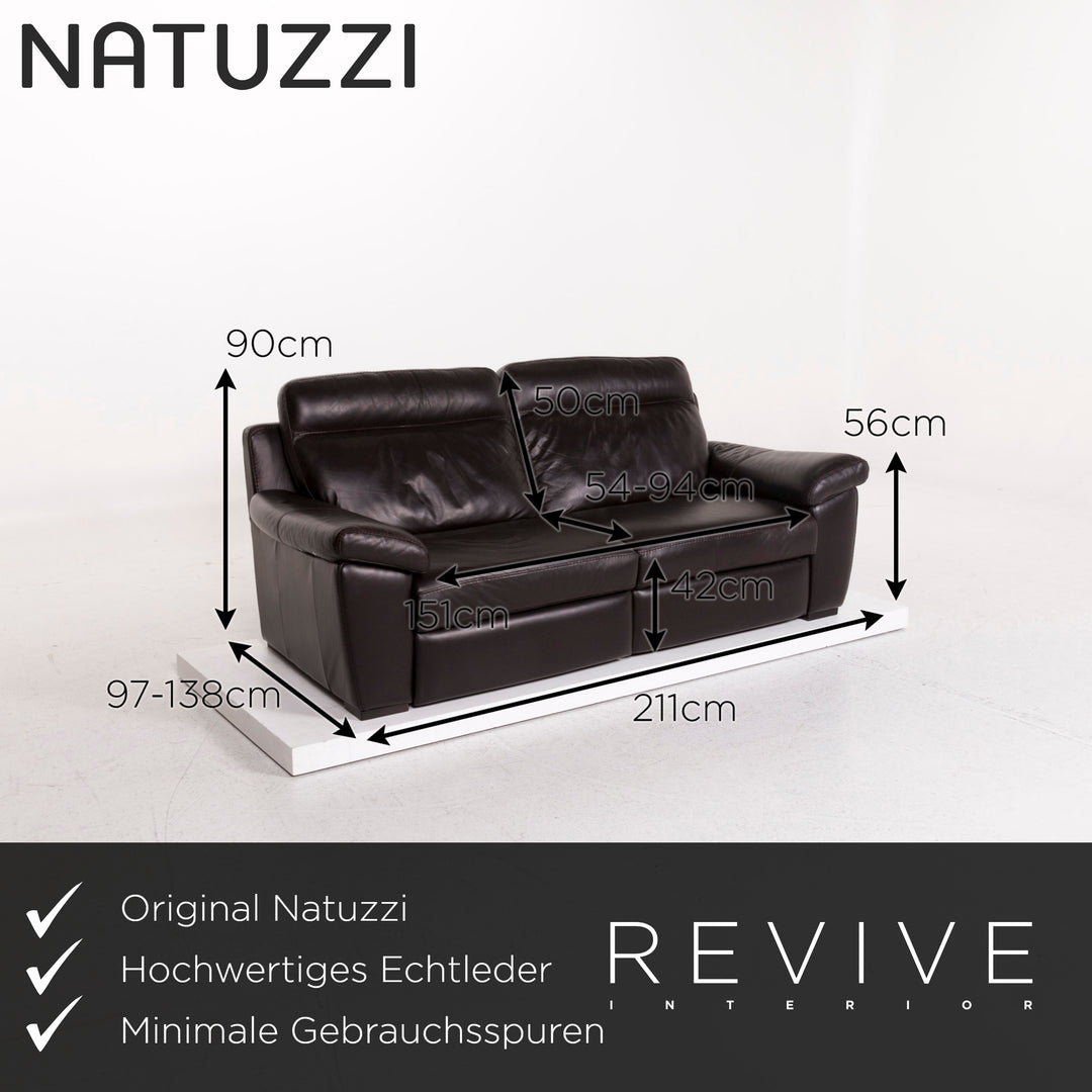 Natuzzi Leder Sofa Braun Dunkelbraun Dreisitzer Funktion Relaxfunktion Couch #12369