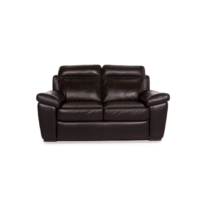 Natuzzi Leder Sofa Braun Dunkelbraun Zweisitzer Couch 