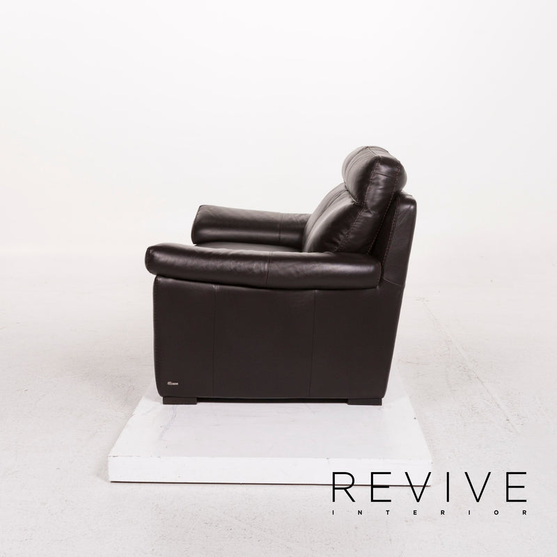 Natuzzi Leder Sofa Braun Dunkelbraun Zweisitzer Couch 