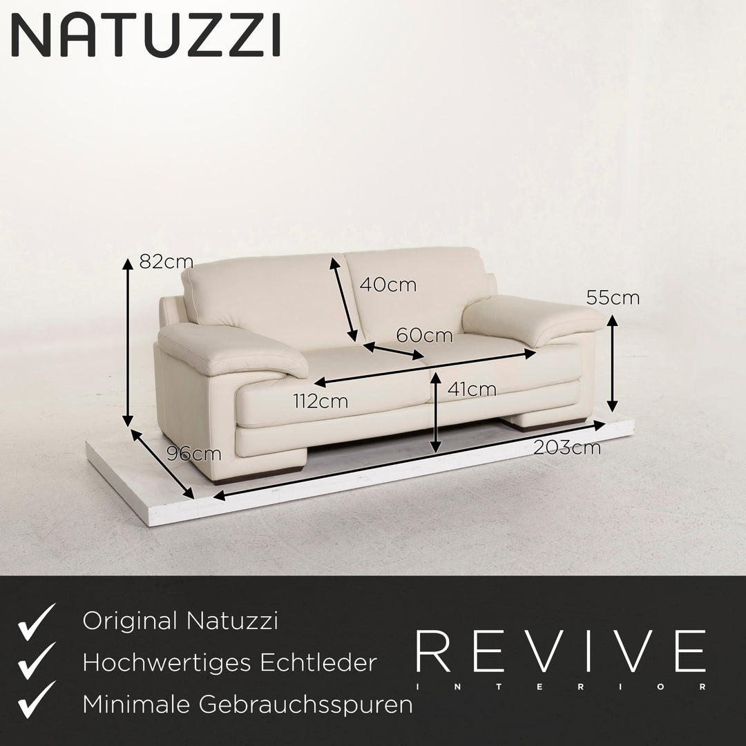 Natuzzi Leder Sofa Creme Zweisitzer Couch #12009