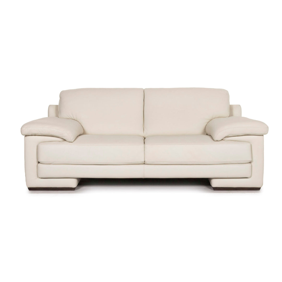 Natuzzi Leather Sofa Cream Two Seater Couch #12009