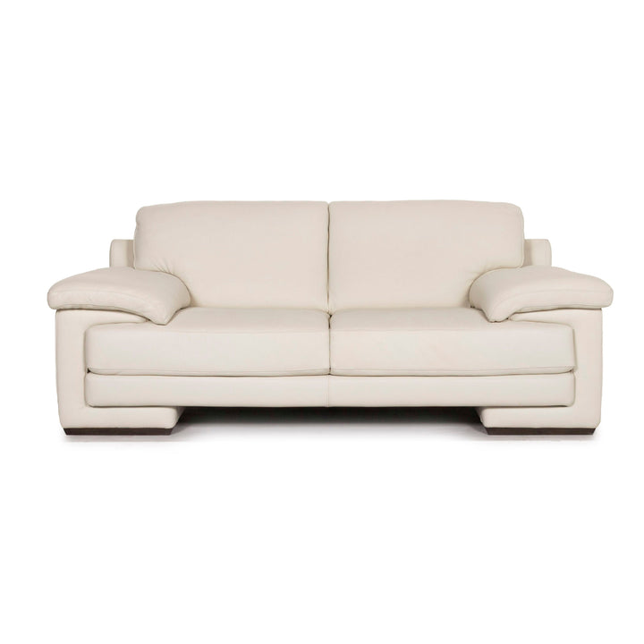 Natuzzi Leder Sofa Creme Zweisitzer Couch #12009