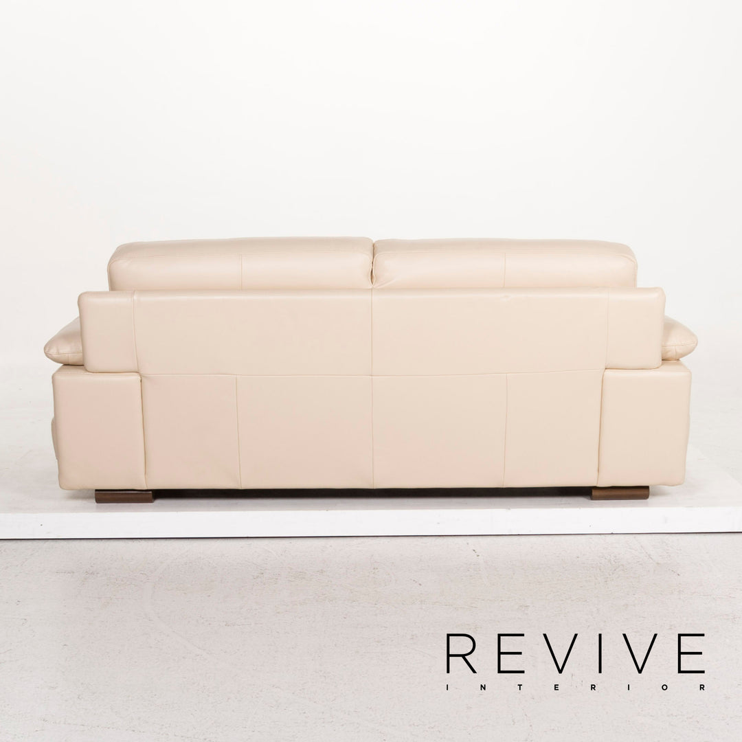Natuzzi Leather Sofa Cream Two Seater Couch #12778