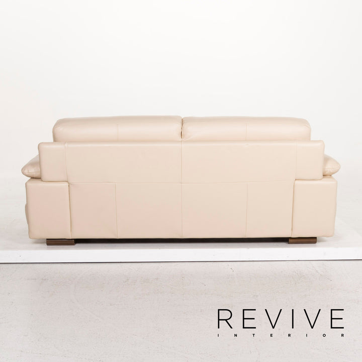 Natuzzi Leather Sofa Cream Two Seater Couch #12778