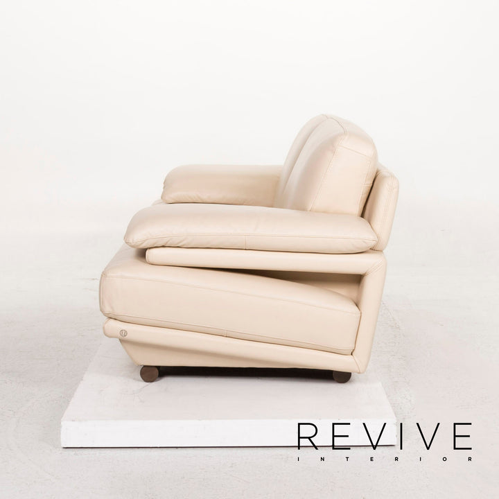 Natuzzi Leather Sofa Cream Two Seater Couch #12778