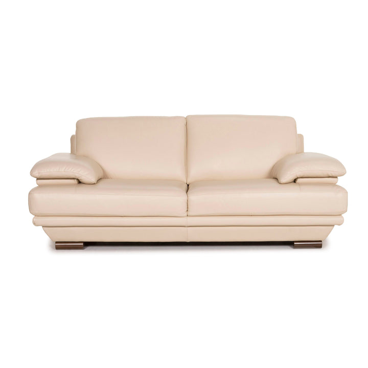 Natuzzi Leather Sofa Cream Two Seater Couch #12778