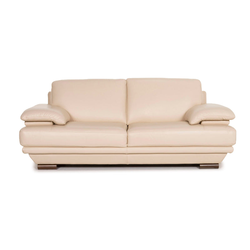 Natuzzi Leder Sofa Creme Zweisitzer Couch 