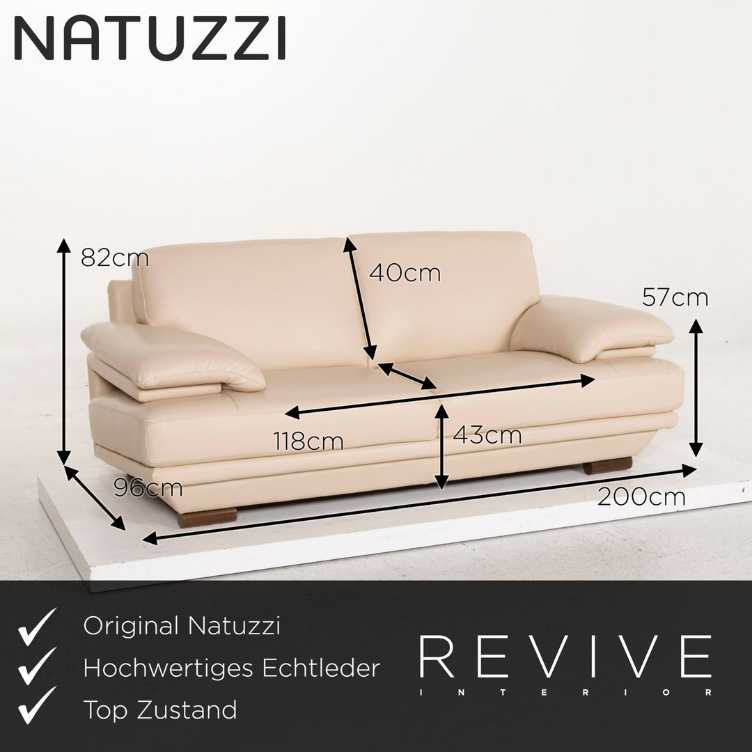 Natuzzi Leather Sofa Cream Two Seater Couch #12778
