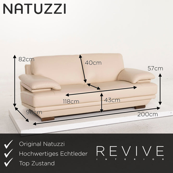 Natuzzi Leather Sofa Cream Two Seater Couch #12778