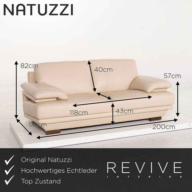 Natuzzi Leder Sofa Creme Zweisitzer Couch 
