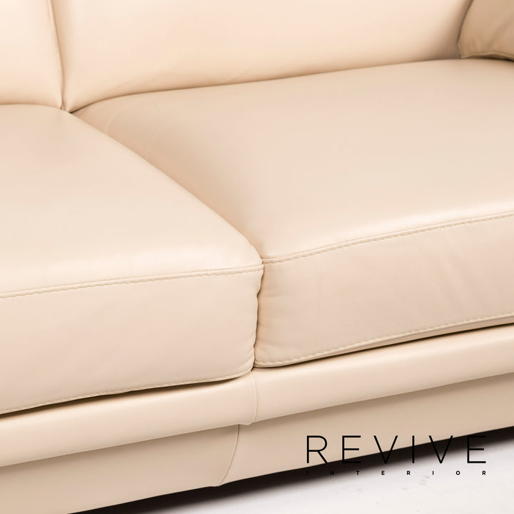 Natuzzi Leather Sofa Cream Two Seater Couch #12778