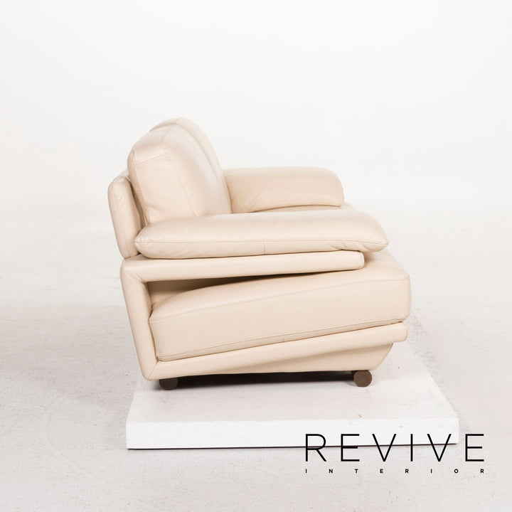 Natuzzi Leather Sofa Cream Two Seater Couch #12778