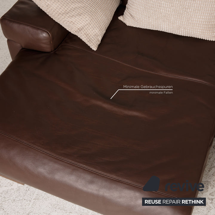 Natuzzi Leder Sofa Dunkelbraun Ecksofa Couch