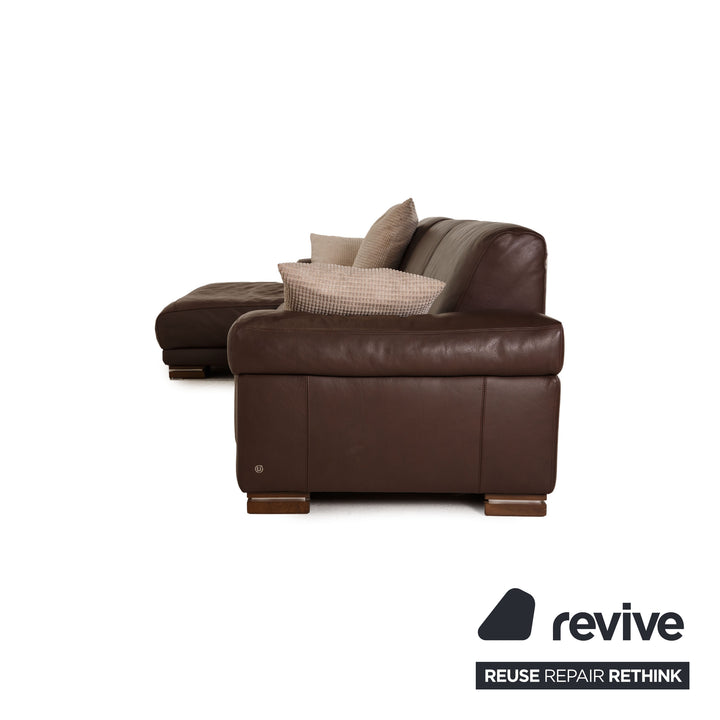 Natuzzi Leder Sofa Dunkelbraun Ecksofa Couch