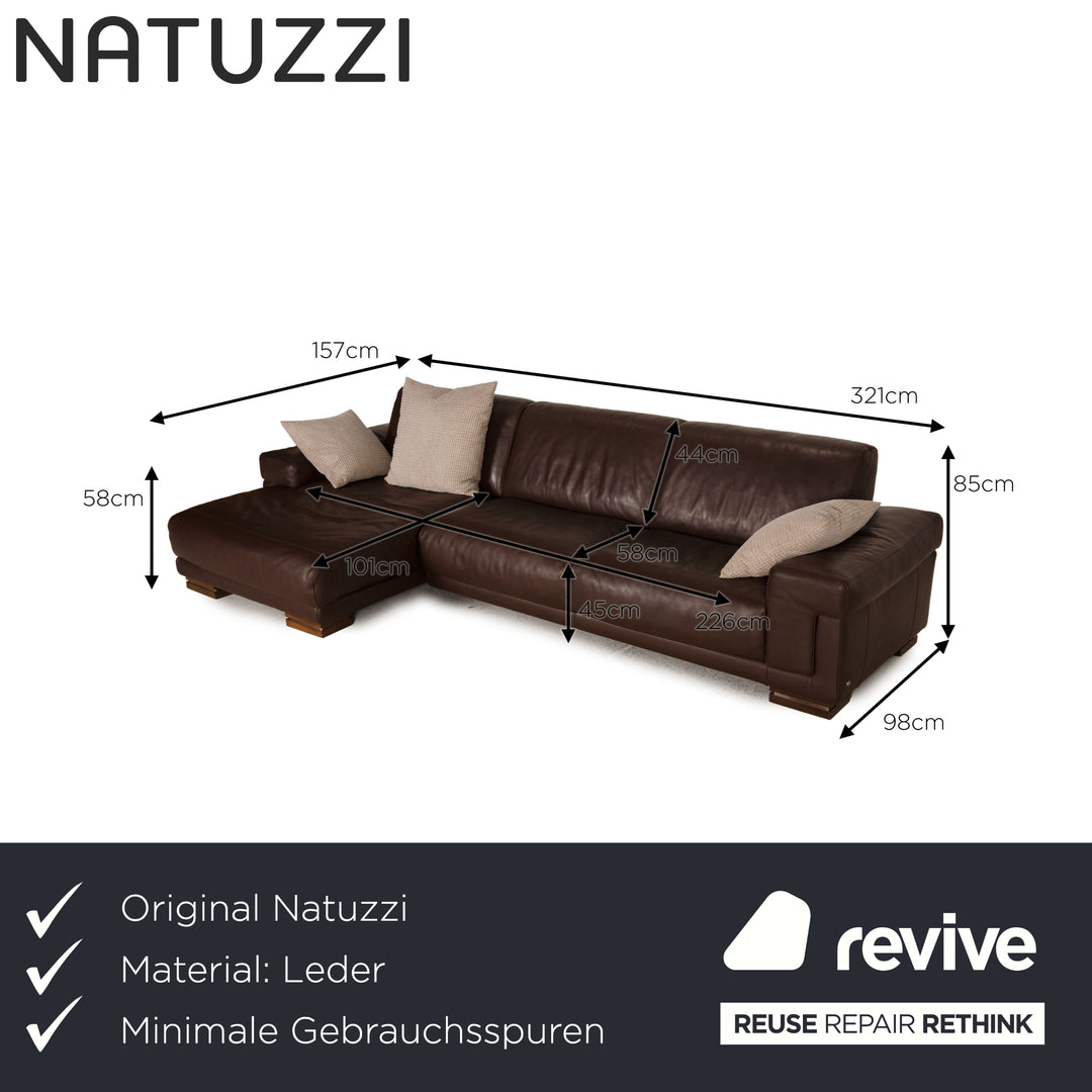 Natuzzi Leder Sofa Dunkelbraun Ecksofa Couch