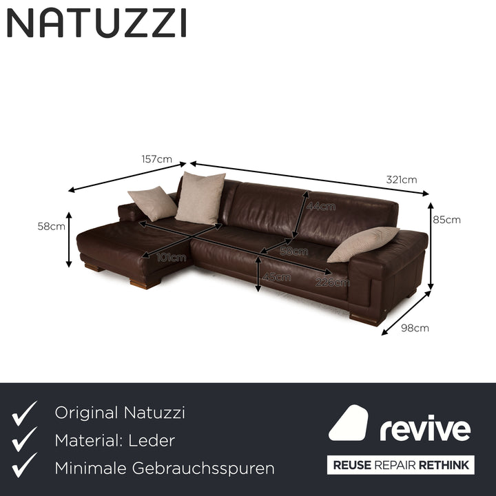 Natuzzi Leder Sofa Dunkelbraun Ecksofa Couch
