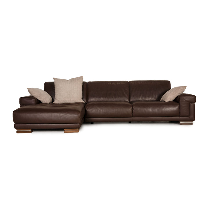 Natuzzi Leder Sofa Dunkelbraun Ecksofa Couch