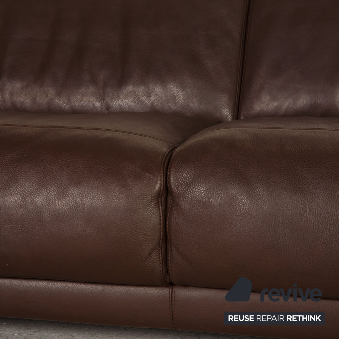 Natuzzi Leder Sofa Dunkelbraun Ecksofa Couch