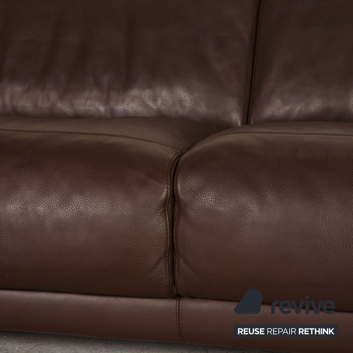 Natuzzi Leder Sofa Dunkelbraun Ecksofa Couch