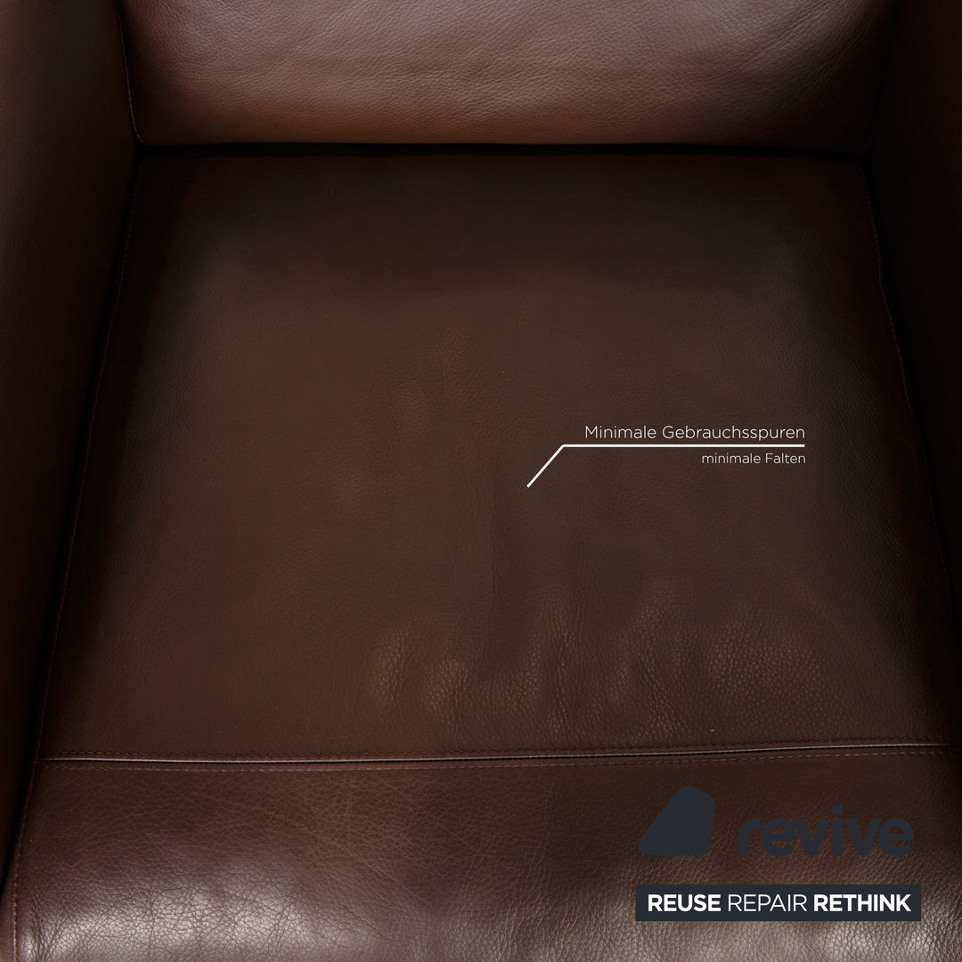 Natuzzi Leder Sofa Garnitur Dunkelbraun Ecksofa Sessel