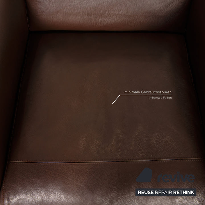 Natuzzi Leder Sofa Garnitur Dunkelbraun Ecksofa Sessel