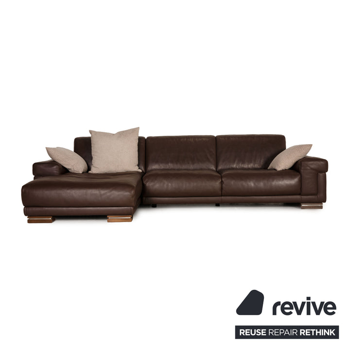 Natuzzi Leder Sofa Garnitur Dunkelbraun Ecksofa Sessel