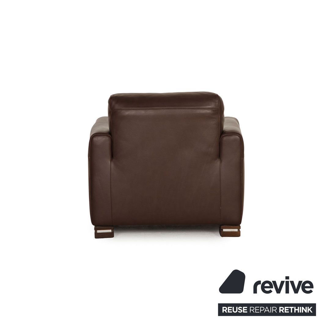 Natuzzi Leder Sofa Garnitur Dunkelbraun Ecksofa Sessel