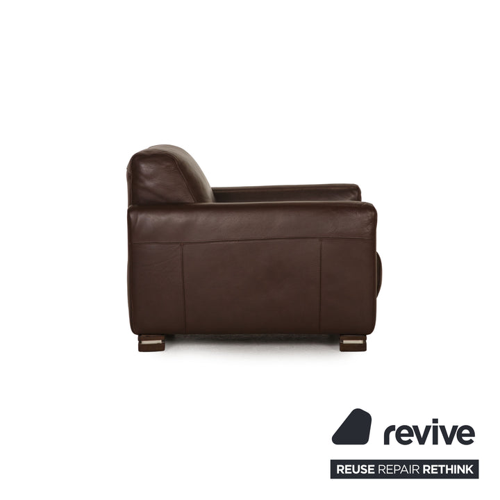 Natuzzi Leder Sofa Garnitur Dunkelbraun Ecksofa Sessel