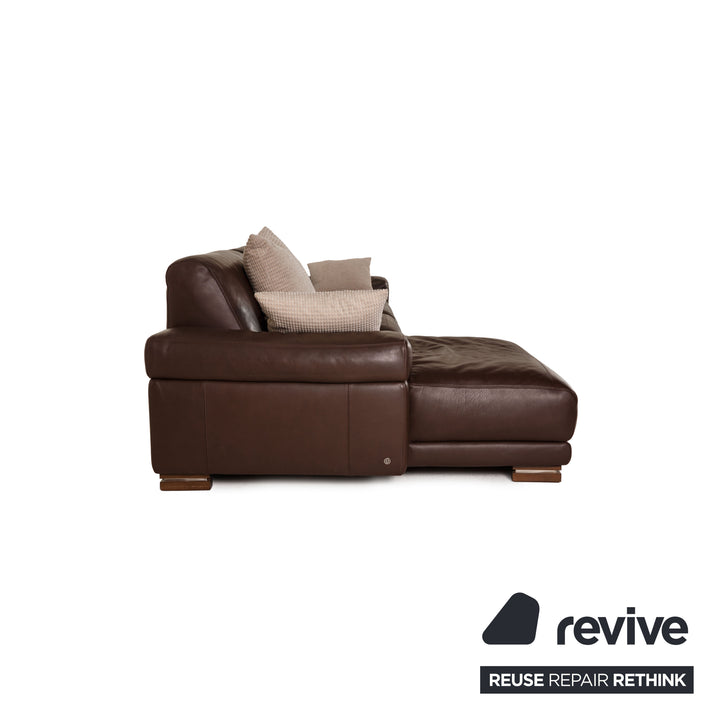 Natuzzi Leder Sofa Garnitur Dunkelbraun Ecksofa Sessel Hocker