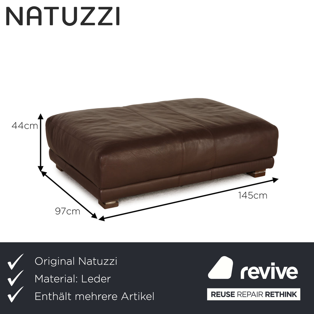 Natuzzi Leder Sofa Garnitur Dunkelbraun Ecksofa Sessel Hocker
