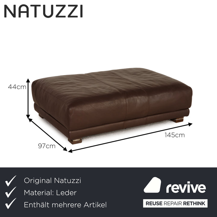 Natuzzi Leder Sofa Garnitur Dunkelbraun Ecksofa Sessel Hocker