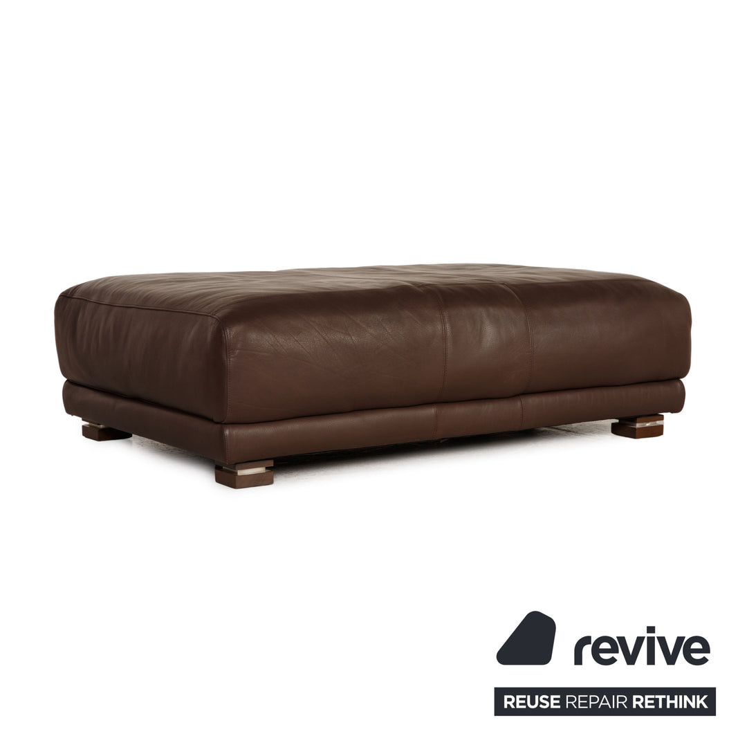 Natuzzi Leder Sofa Garnitur Dunkelbraun Ecksofa Sessel Hocker