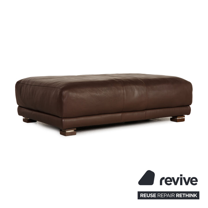 Natuzzi Leder Sofa Garnitur Dunkelbraun Ecksofa Sessel Hocker
