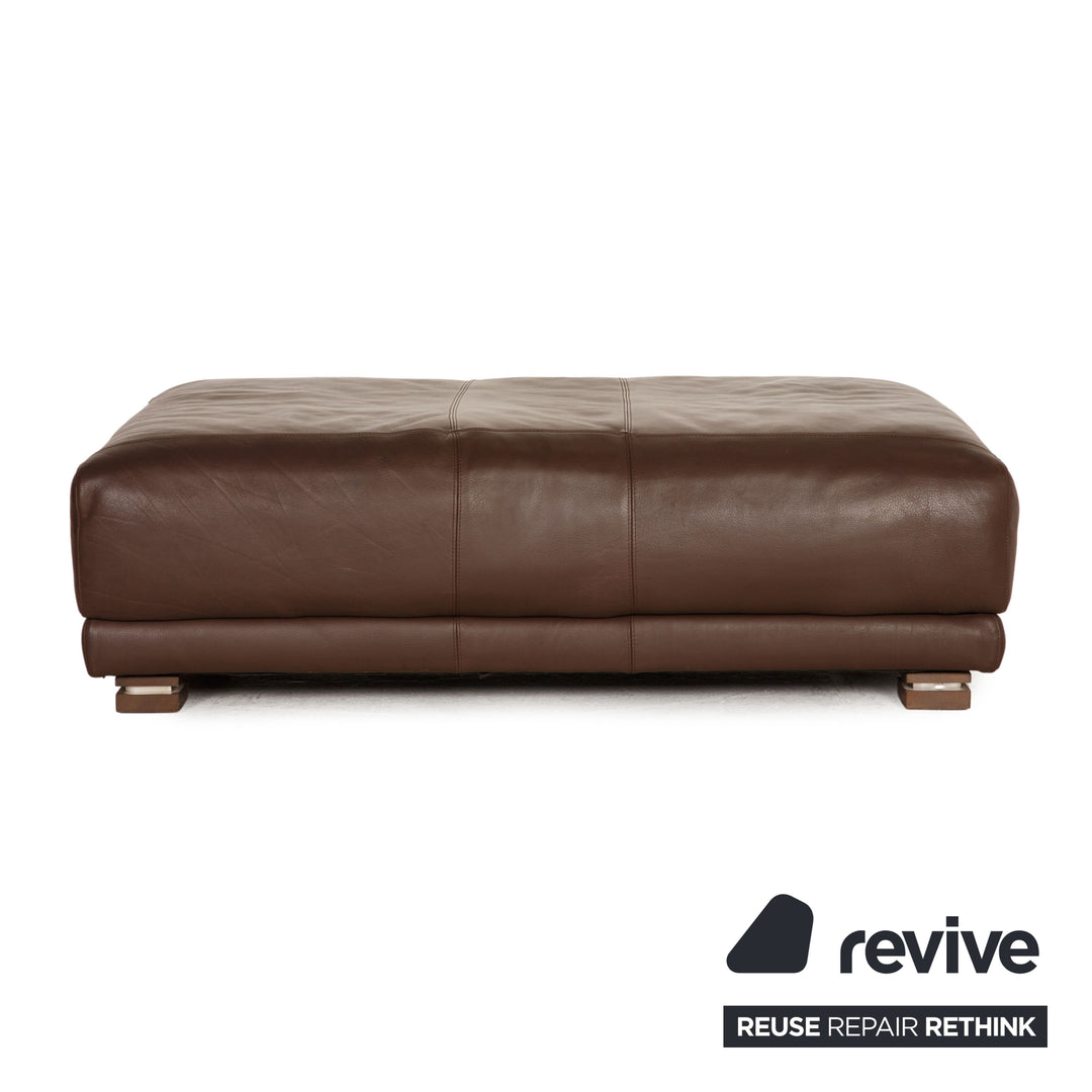 Natuzzi Leder Sofa Garnitur Dunkelbraun Ecksofa Sessel Hocker